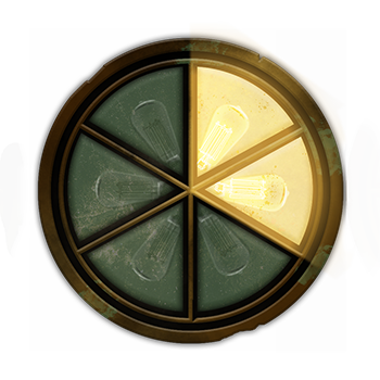 Reloj de progreso estilizado de seis segmentos, con dos rellenos. Fuente: http://bit.ly/4ma4f9y